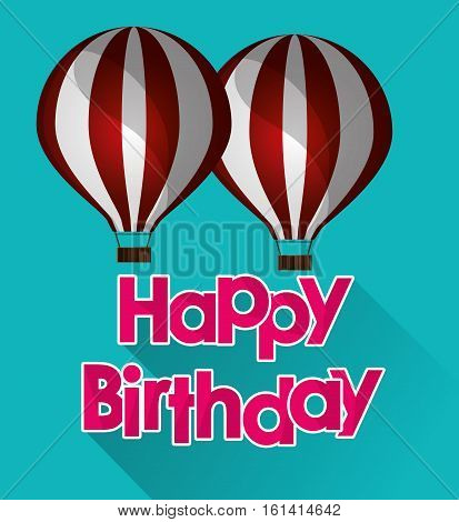 happy birthday airballoons pink letters with shadow vector illustration eps 10