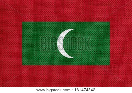 Flag Of The Maledives On Old Linen