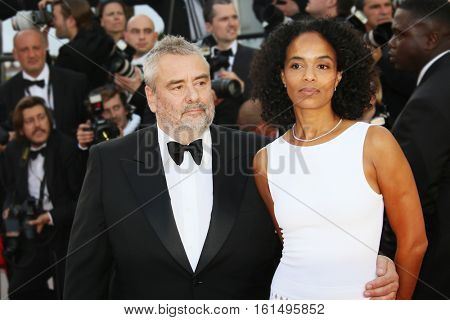 Luc Besson and Virginie Silla attend 'The Last Face' Premiere during the 69th annual Cannes Film Festival at the Palais des Festivals on May 20, 2016 in Cannes, France.