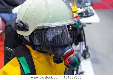 Helmet and oxygen mask on a mannequin lifeguard. Industry