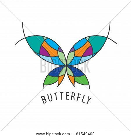 vector logo schematic butterfly with color inserts