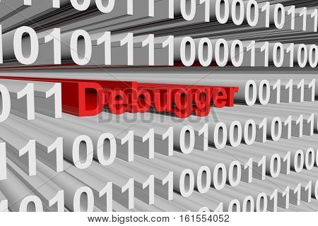 debugger in the form of binary code, 3D illustration
