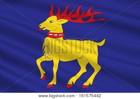 Flag of Oland is the second largest Swedish island and the smallest of the traditional provinces of Sweden. 3d illustration