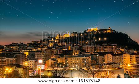 cityscape of Campobasso in night with star