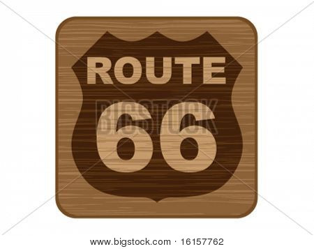 route 66 on wooden banner