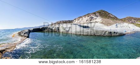 Beautiful Natural Pool Carved Into The Rock On The West Coast Of Sardinia Italy