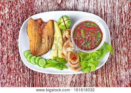 Ready Served Spicy Shrimp Paste Dip As  Nam Prik Kapi.