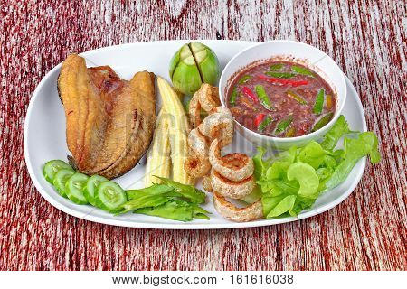 Ready Served Spicy Shrimp Paste Dip As  Nam Prik Kapi.