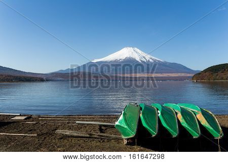 Fuji mountain and lake