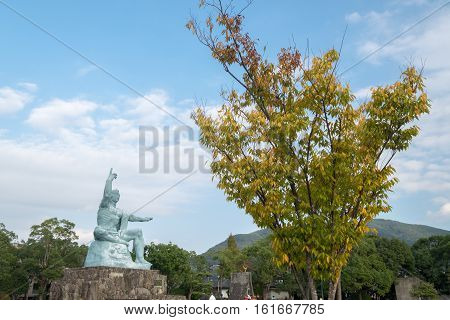 The central statue of the Nagasaki peace park