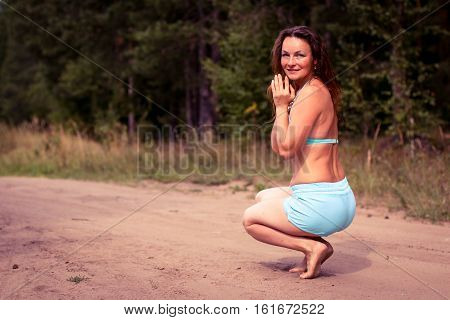Girl In Bathing Suit In The Forest