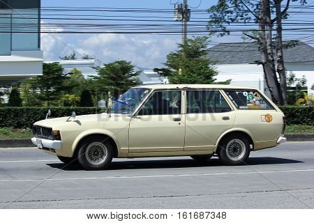 CHIANG MAI THAILAND - OCTOBER 31 2016: Private old Datsan Pickup Van car. On road no.1001 8 km from Chiangmai Business Area.