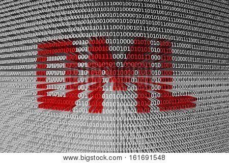 DML in the form of binary code, 3D illustration