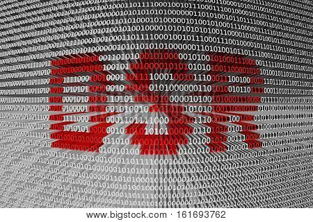 DSR in the form of binary code, 3D illustration