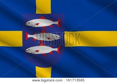Flag of Angermanland is a historical province in the northern part of Sweden. 3d illustration