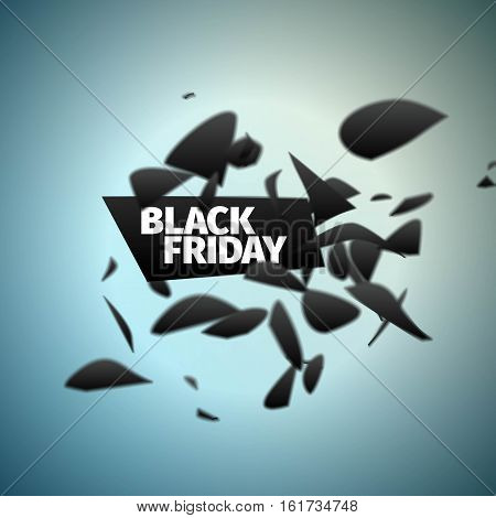 Black friday banner. Explosion sign. Motion blur. Vector element