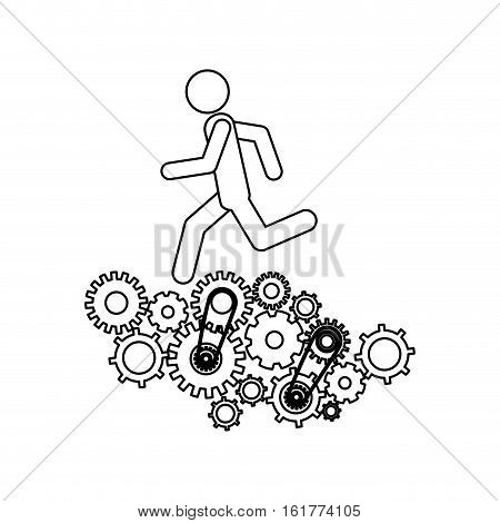 Gear and businessperson icon. Teamwork people corporate and workforce theme. Isolated design. Vector illustration