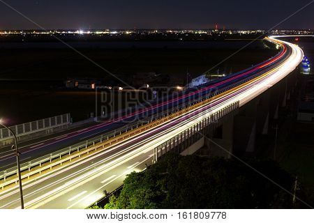 Traffic on highway at night
