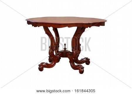 Old fashioned furniture antique mahagony rokoko table on a white background