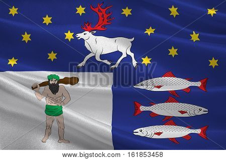 Flag of Vasterbotten County in the north of Sweden. 3d illustration