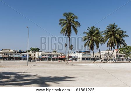 October 21, 2015, Oman, Salalah, Houses and shops near old souq of Sultanate Middle East