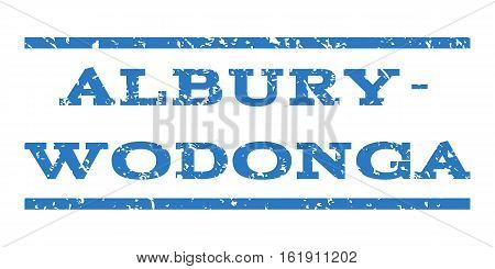 Albury-Wodonga watermark stamp. Text caption between horizontal parallel lines with grunge design style. Rubber seal stamp with unclean texture.