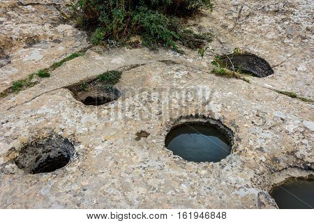 Water Reservoir Holes In Gobustan, Azerbaijan