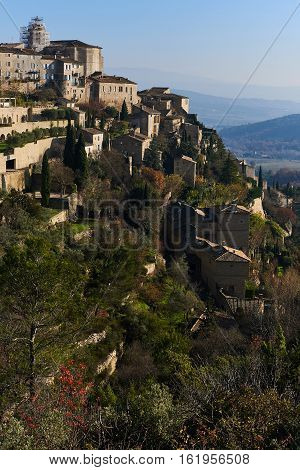 View to the Gordes is a very beautiful hilltop village in France. Provence-Alpes-Cote d'Azur region
