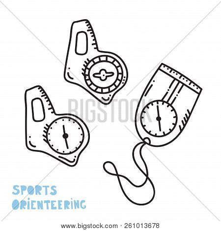 Vector Illustration Of Orienteering Compass. Orientation, Navigation Isolated Object.