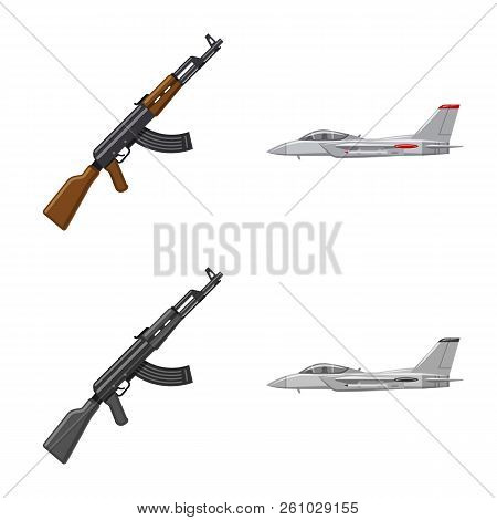 Vector Design Of Weapon And Gun Icon. Collection Of Weapon And Army Stock Vector Illustration.
