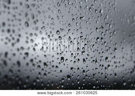 Rainy Weather Pattern Grey Background. Rain Drops