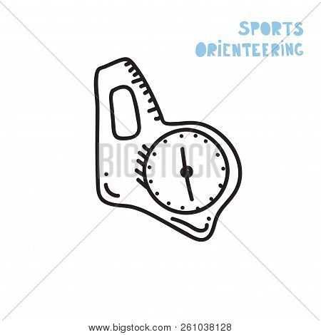 Vector Illustration Of Orienteering Compass. Orientation, Navigation Isolated Object.