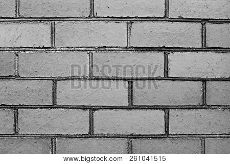 Grey Color Texture Pattern Brick Wall Background.