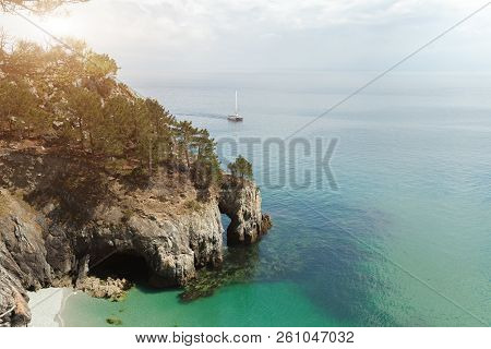 Ocean View. Nature Background With Nobody. Morgat, Crozon Peninsula, Brittany, France.