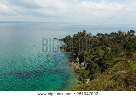 Ocean View. Nature Background With Nobody. Morgat, Crozon Peninsula, Brittany, France.