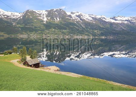 Norway Fiord Landscape - Part Of Hardanger Fjord Called Sorfjord. Morning View.