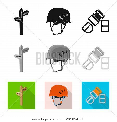 Vector Illustration Of Mountaineering And Peak Sign. Collection Of Mountaineering And Camp Stock Vec