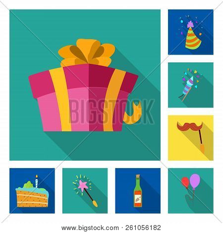 Vector Illustration Of Party And Birthday Symbol. Collection Of Party And Celebration Stock Symbol F