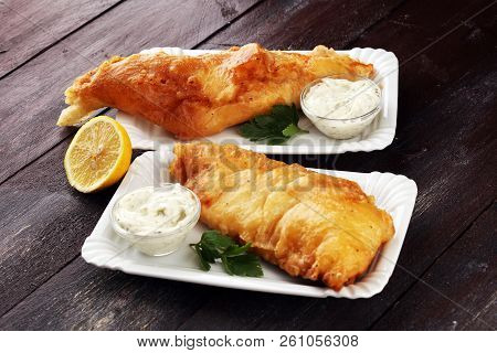 Traditional British Fish Consisting Of Mayonnaise And Fried Fish.