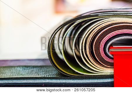 Catalog Of Multicolored Imitation Leather From Matting Fabric Texture Background, Leatherette Fabric