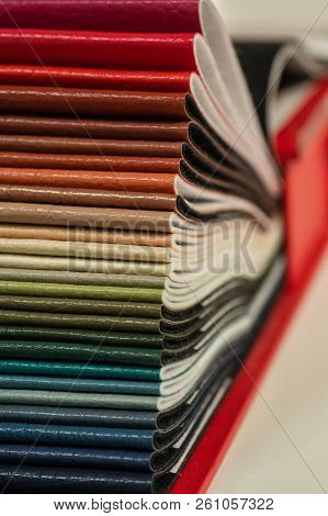 Catalog Of Multicolored Imitation Leather From Matting Fabric Texture Background, Leatherette Fabric