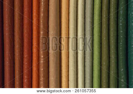 Catalog Of Multicolored Imitation Leather From Matting Fabric Texture Background, Leatherette Fabric