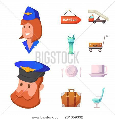 Vector Illustration Of Airport And Airplane Symbol. Set Of Airport And Plane Stock Vector Illustrati
