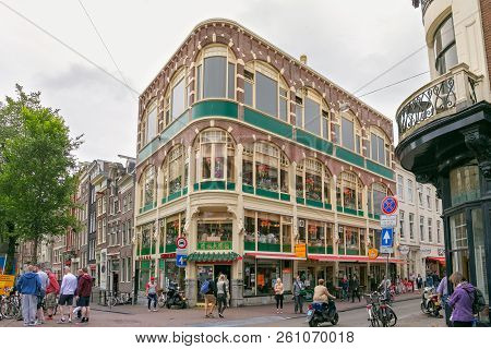 Amsterdam, Netherlands - June 25, 2017: Oriental City Chinese Restaurant On The Oudezijds Voorburgwa