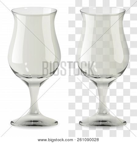 Vector Realistic Transparent And Isolated Whiskey Tulip Glass. Alcohol Drink Glass Icon Illustration