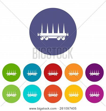 Delivery Wagon Icons Color Set Vector For Any Web Design On White Background
