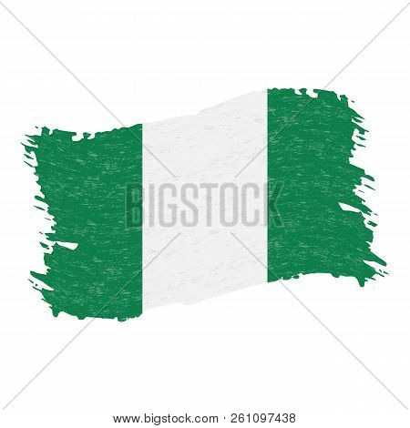 Flag Of Nigeria, Grunge Abstract Brush Stroke Isolated On A White Background. Vector Illustration.