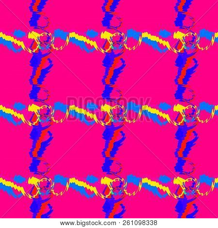 Seamless Pattern Background Of Multicolored Lines With Scribbler.