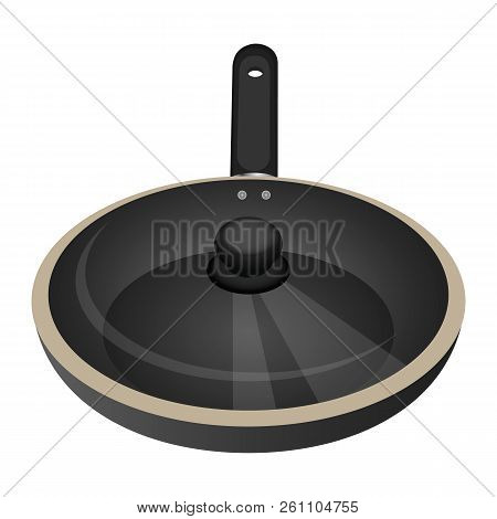 Pan With Glass Lid Icon. Isometric Of Pan With Glass Lid Vector Icon For Web Design Isolated On Whit