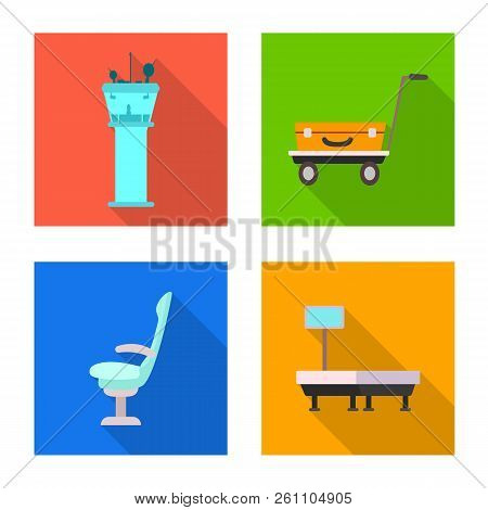 Vector Design Of Airport And Airplane Sign. Set Of Airport And Plane Stock Vector Illustration.